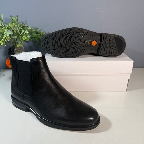 ALDO Bristoll Ankle Boot Men Black Leather Elastic Gore Chelsea Style Size 13E